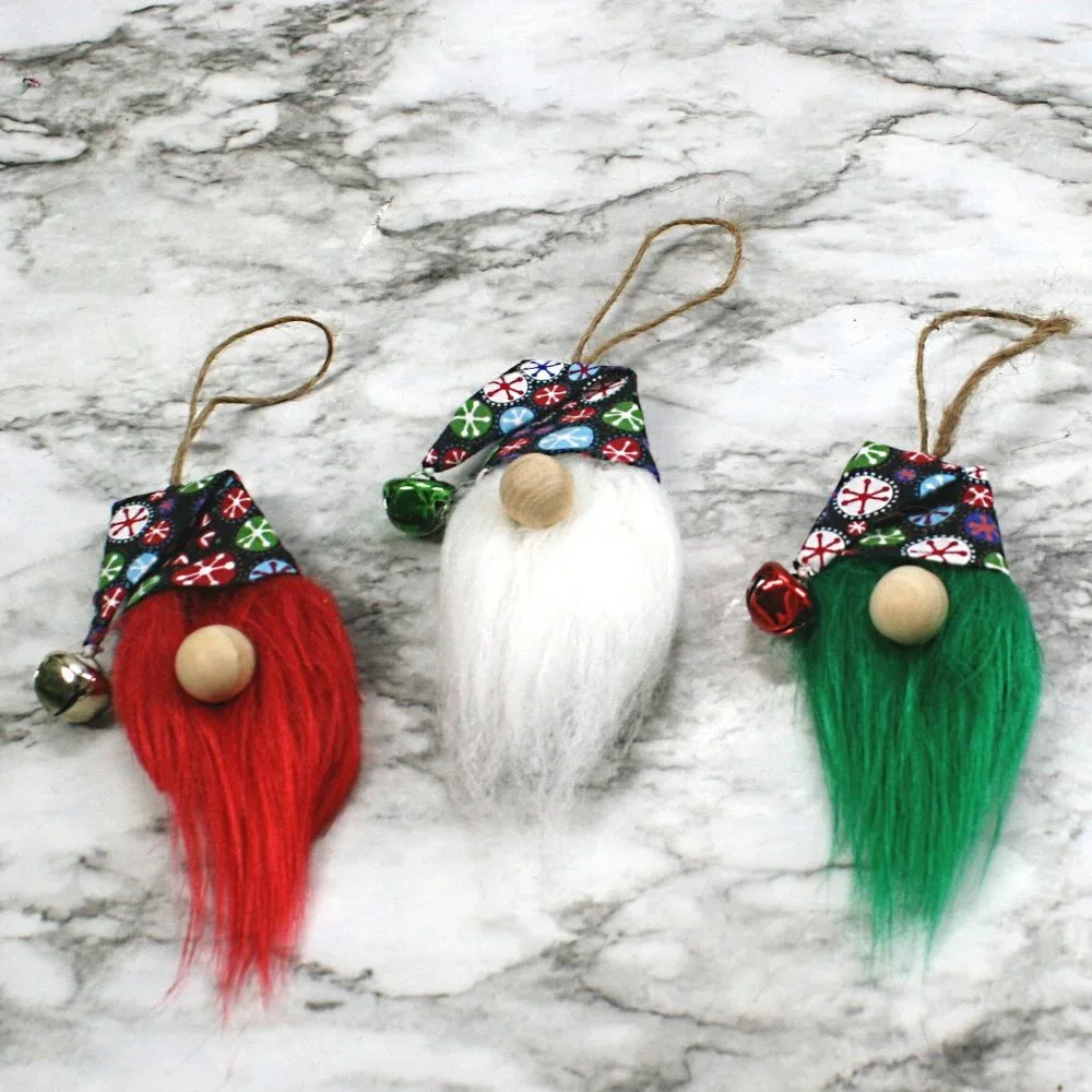 HAND CRAFTED Gnome Christmas Ornaments Set of 3 - Candy Snowflakes